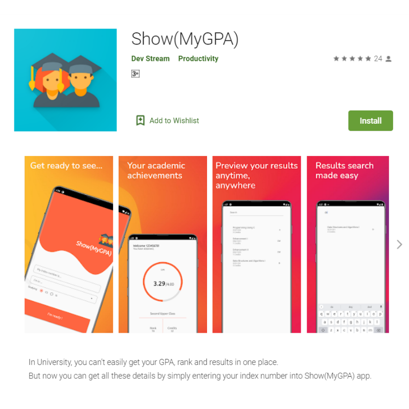 Screenshot of ShowMy(GPA) app.
