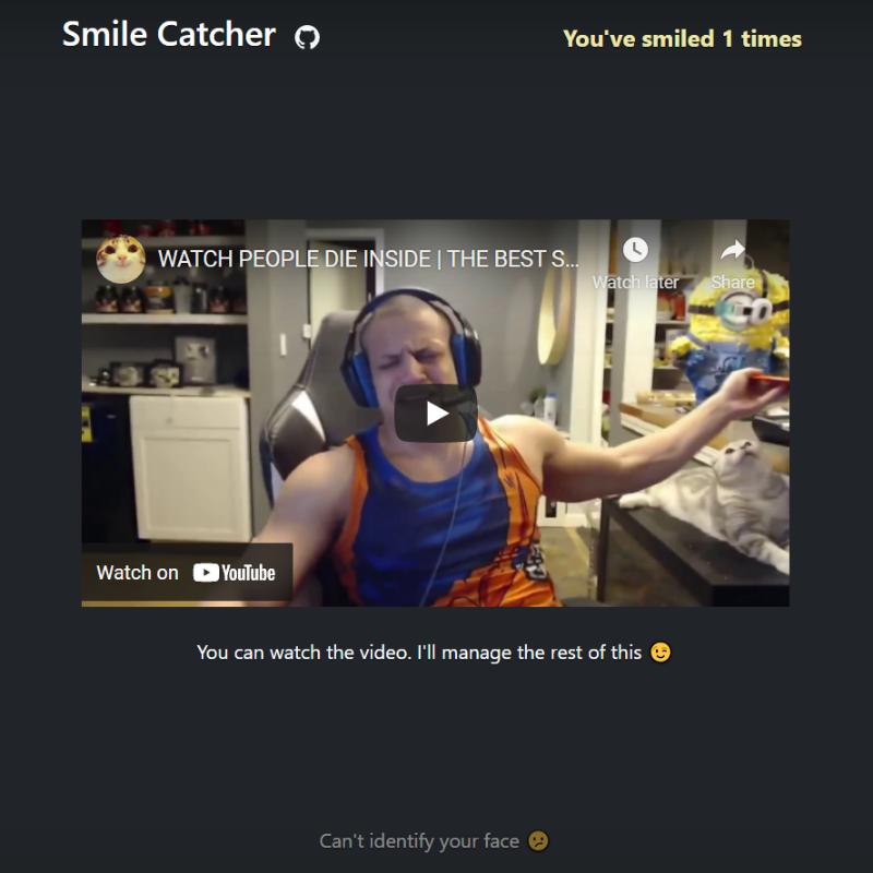Screenshot of Smile catcher.